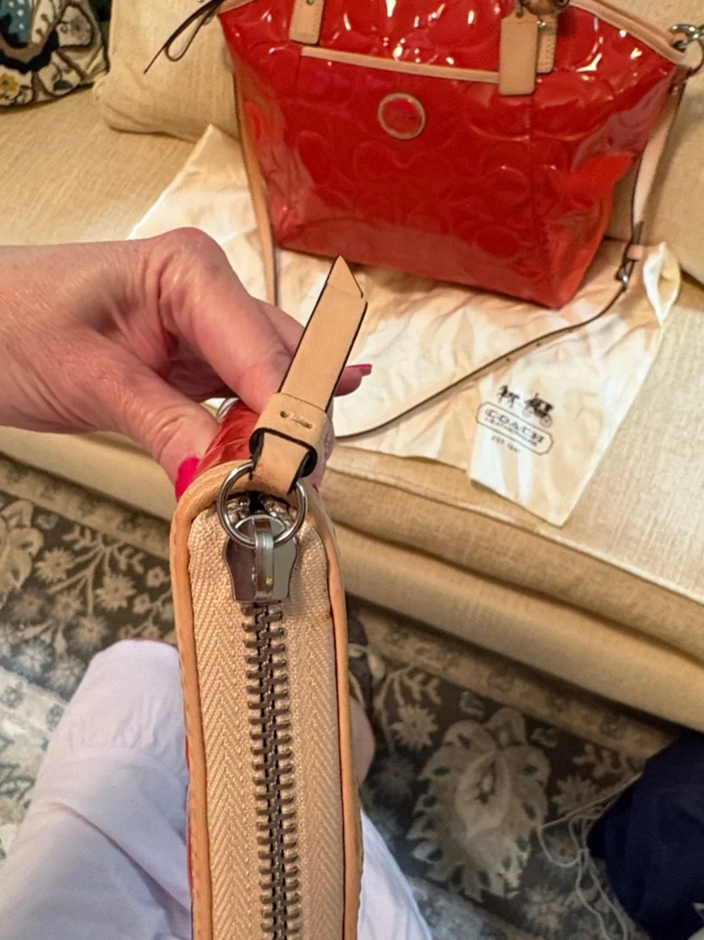 Coach Patent Leather Tote and Wallet Set in Orange - Picture 7 of 16